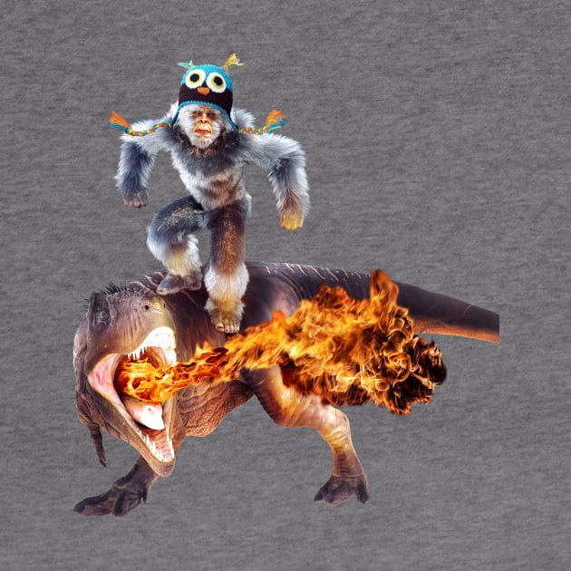 Fashionable Yeti Riding Dinosaur by Random Galaxy